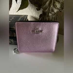 Coach Snap Metallic Pink Leather Wallet